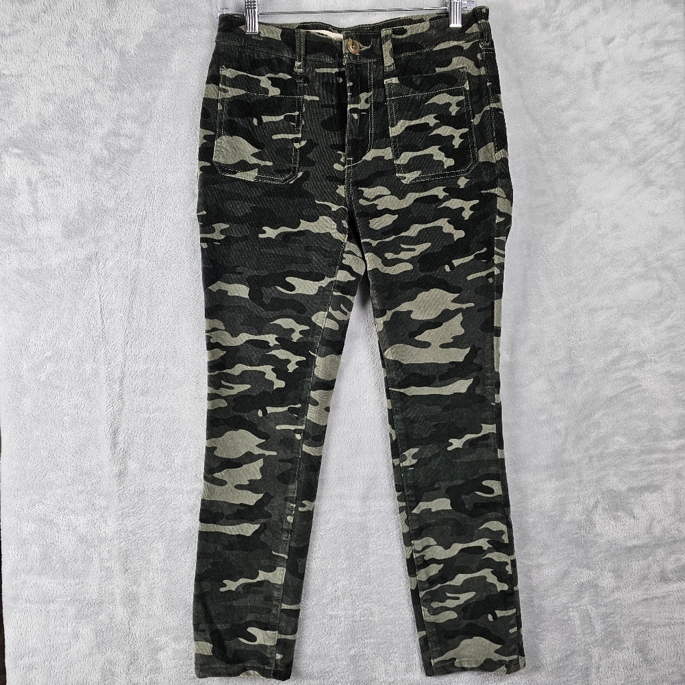 Anthropologie Pilcro High Rise Skinny Camo Velvet Jeans Women's Size 28